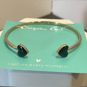 Origami Owl Black Enamel Heart Bangle, NWT